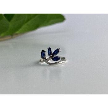 925 Sterling Silver Sapphires Ring Size 6.5