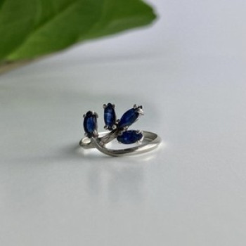 925 Sterling Silver Sapphires Ring Size 6.5