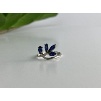 925 Sterling Silver Sapphires Ring Size 6.5