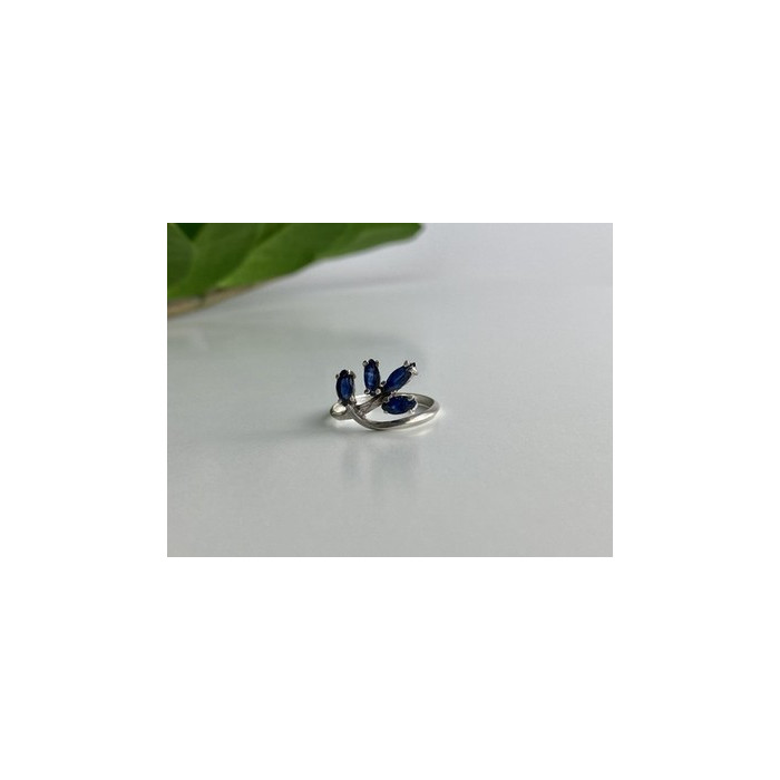 925 Sterling Silver Sapphires Ring Size 6.5