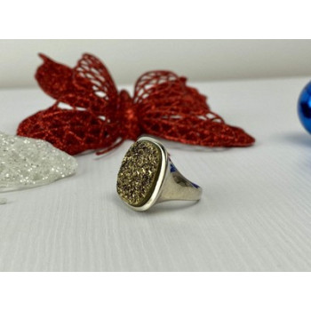 925 Sterling Silver Pyrite (fool's Gold) Ring Size 7