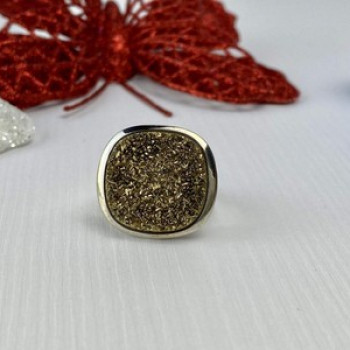 925 Sterling Silver Pyrite (Fool'S Gold) Ring Size 7