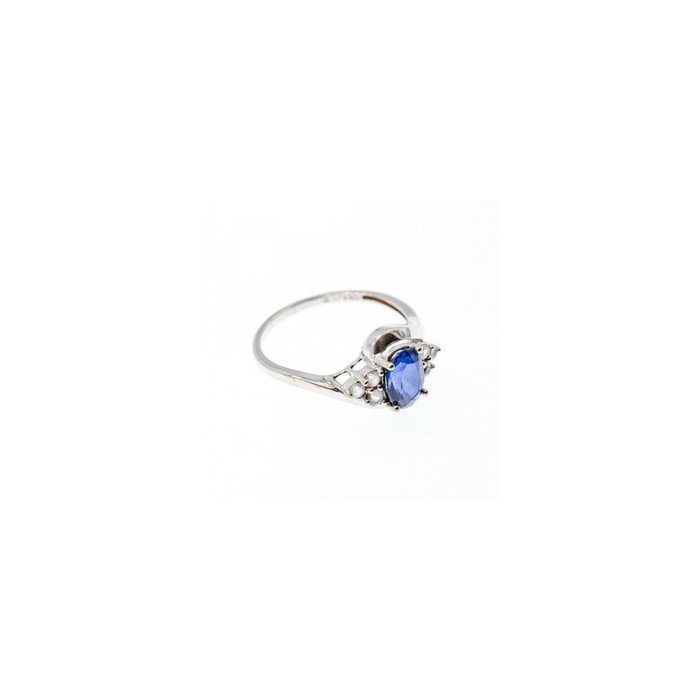 925 Sterling Silver Blue & White Sapphire Ring Size 6.5