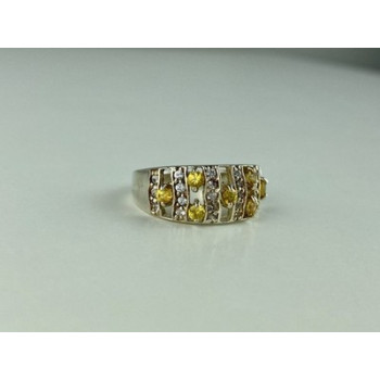 925 Sterling Silver Citrine & Quartz Ring Size 8.5