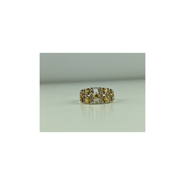 925 Sterling Silver Citrine & Quartz Ring Size 8.5