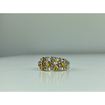 925 Sterling Silver Citrine & Quartz Ring Size 8.5