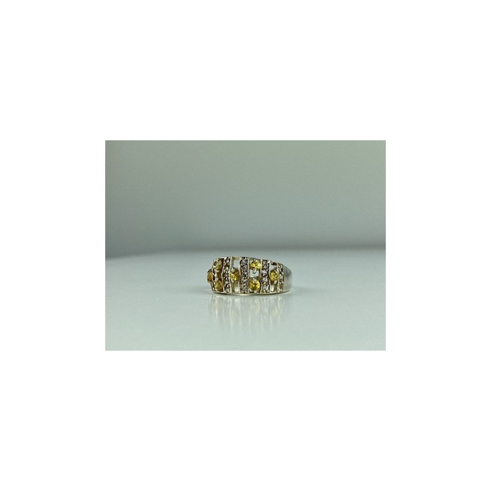 925 Sterling Silver Citrine & Quartz Ring Size 8.5