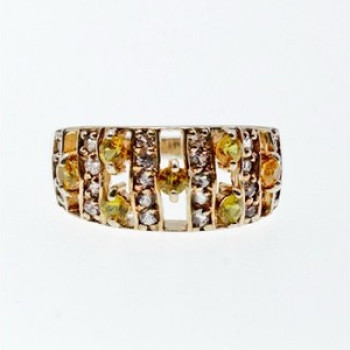 925 Sterling Silver Citrine & Quartz Ring Size 8.5