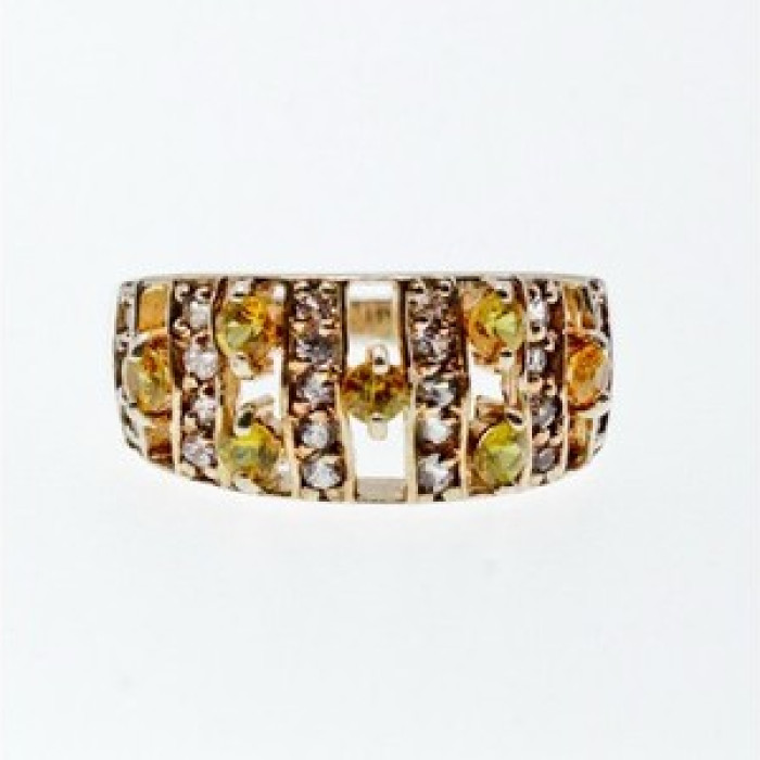 925 Sterling Silver Citrine & Quartz Ring Size 8.5