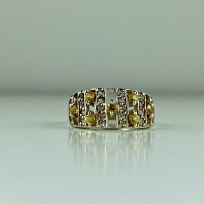 925 Sterling Silver Citrine & Quartz Ring Size 8.5