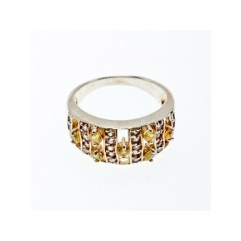 925 Sterling Silver Citrine & Quartz Ring Size 8.5