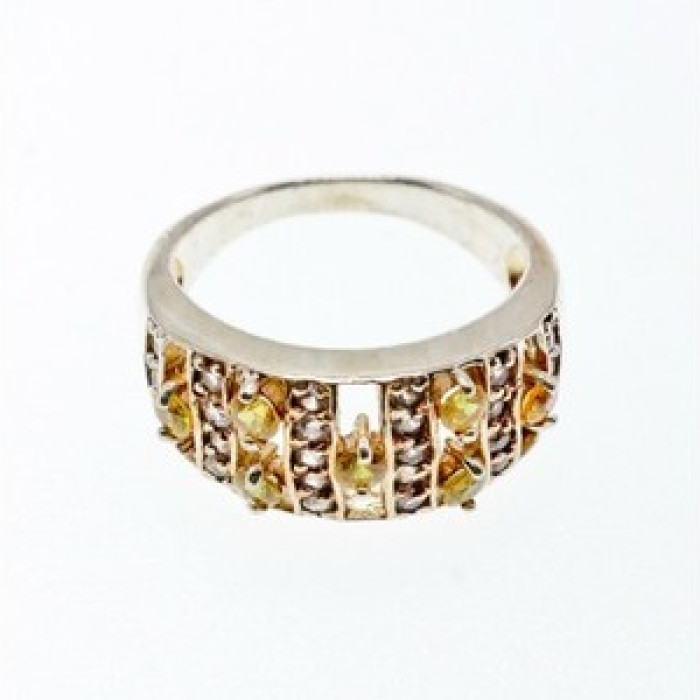 925 Sterling Silver Citrine & Quartz Ring Size 8.5