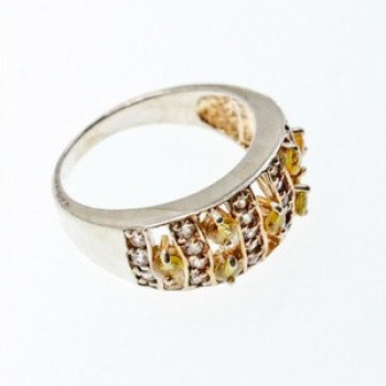 925 Sterling Silver Citrine & Quartz Ring Size 8.5