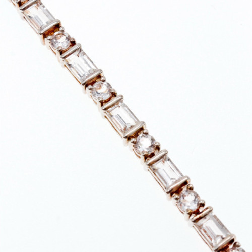 925 Sterlng Silver White/Colorless Spinel Bracelet Thailand Size 7.5 IN