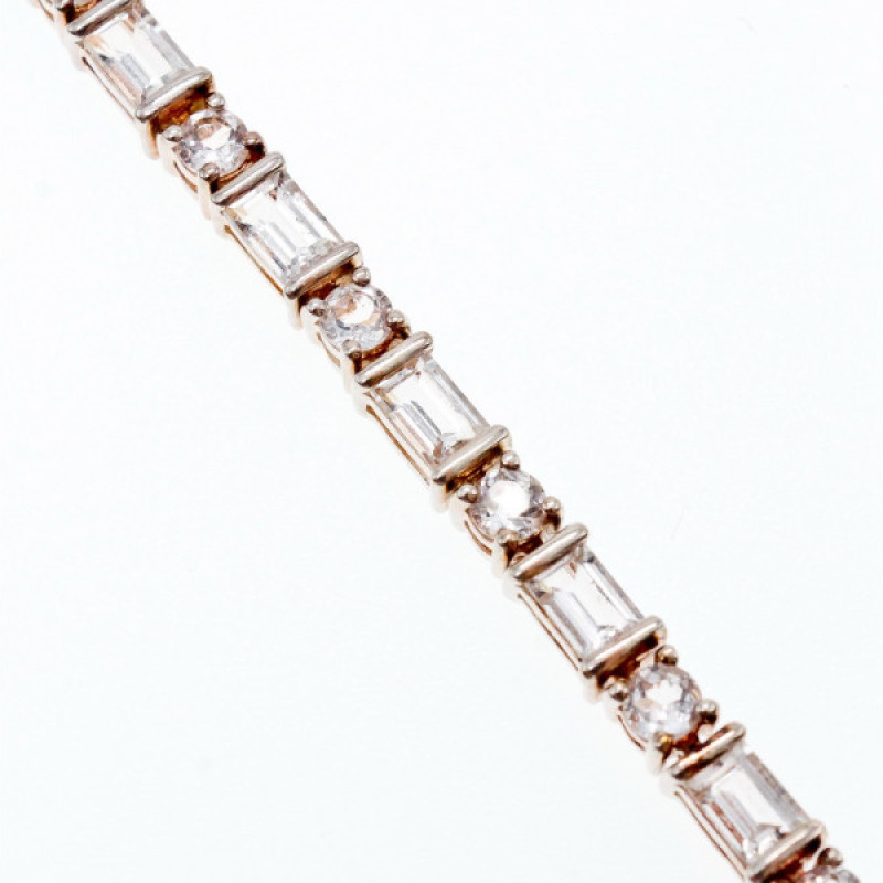 925 Sterlng Silver White/Colorless Spinel Bracelet Thailand Size 7.5 IN