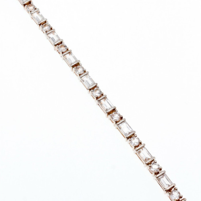 925 Sterlng Silver White/Colorless Spinel Bracelet Thailand Size 7.5 IN