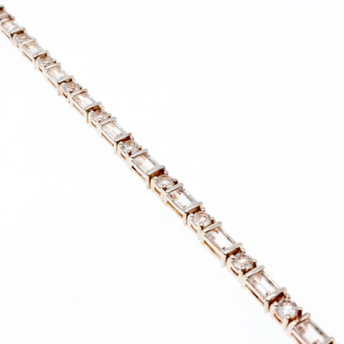 925 Sterlng Silver White/Colorless Spinel Bracelet Thailand Size 7.5 IN