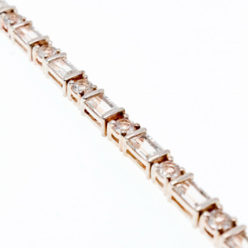 925 Sterlng Silver White/Colorless Spinel Bracelet Thailand Size 7.5 IN