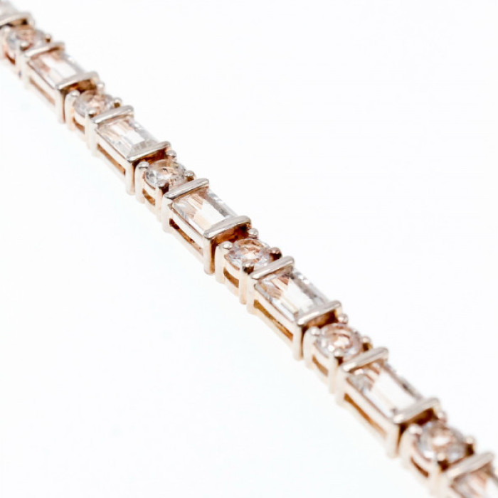 925 Sterlng Silver White/Colorless Spinel Bracelet Thailand Size 7.5 IN