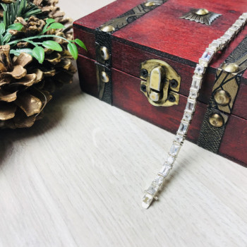 925 Sterlng Silver White/Colorless Spinel Bracelet Thailand Size 7.5 IN