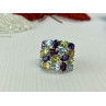 925 Sterling Silver Multi Gemstones Ring Size 6.5