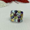 925 Sterling Silver Multi Gemstones Ring Size 6.5