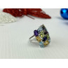 925 Sterling Silver Multi Gemstones Ring Size 6.5