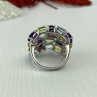 925 Sterling Silver Multi Gemstones Ring Size 6.5