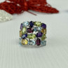 925 Sterling Silver Multi Gemstones Ring Size 6.5
