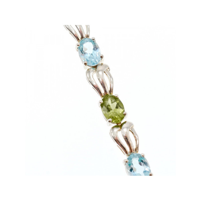 925 STERLING SILVER TOPAZ & PERIDOT BRACELET SIZE 7.5 IN