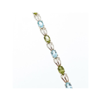 925 STERLING SILVER TOPAZ & PERIDOT BRACELET SIZE 7.5 IN
