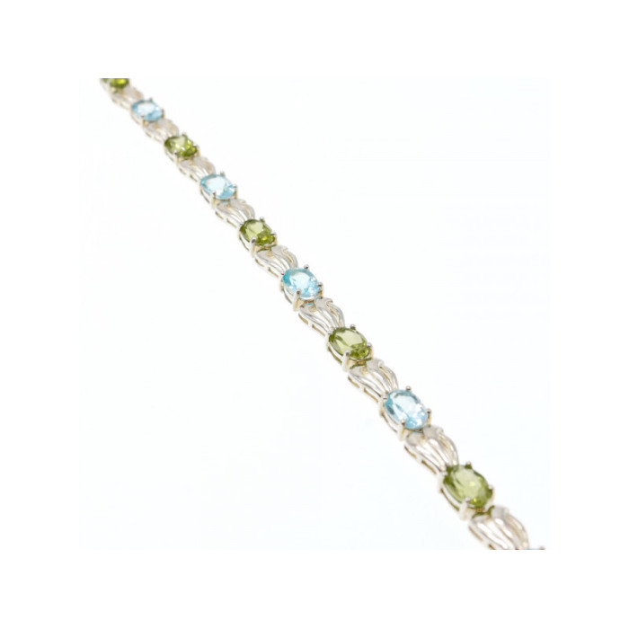 925 STERLING SILVER TOPAZ & PERIDOT BRACELET SIZE 7.5 IN