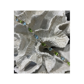 925 STERLING SILVER TOPAZ & PERIDOT BRACELET SIZE 7.5 IN