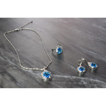 925 STERLING SILVER BLUE CZ ( IMITATION TOPAZ ) SET