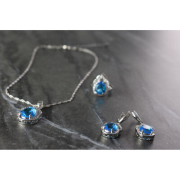 925 STERLING SILVER BLUE CZ ( IMITATION TOPAZ ) SET