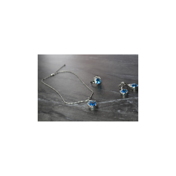 925 STERLING SILVER BLUE CZ ( IMITATION TOPAZ ) SET