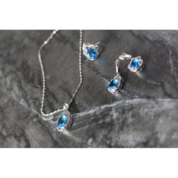 925 STERLING SILVER BLUE CZ ( IMITATION TOPAZ ) SET