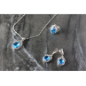 925 STERLING SILVER BLUE CZ ( IMITATION TOPAZ ) SET