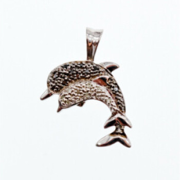 925 Sterling Silver Spinel Dolphins Pendant
