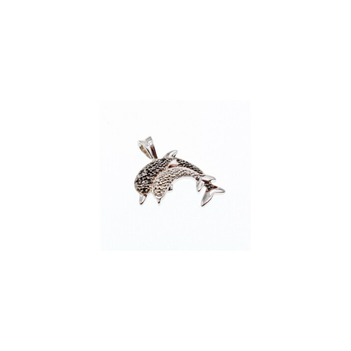 925 Sterling Silver Spinel Dolphins Pendant