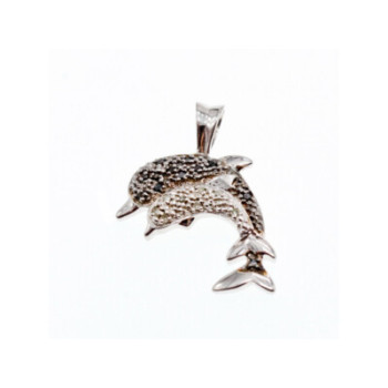925 Sterling Silver Spinel Dolphins Pendant