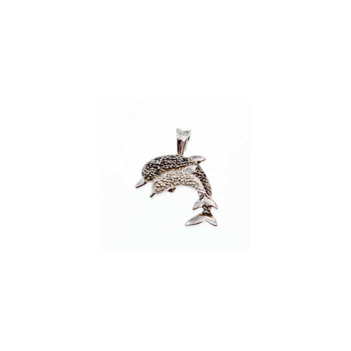 925 Sterling Silver Spinel Dolphins Pendant