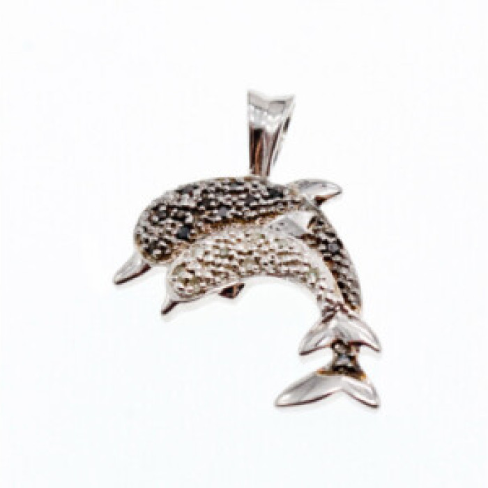 925 Sterling Silver Spinel Dolphins Pendant