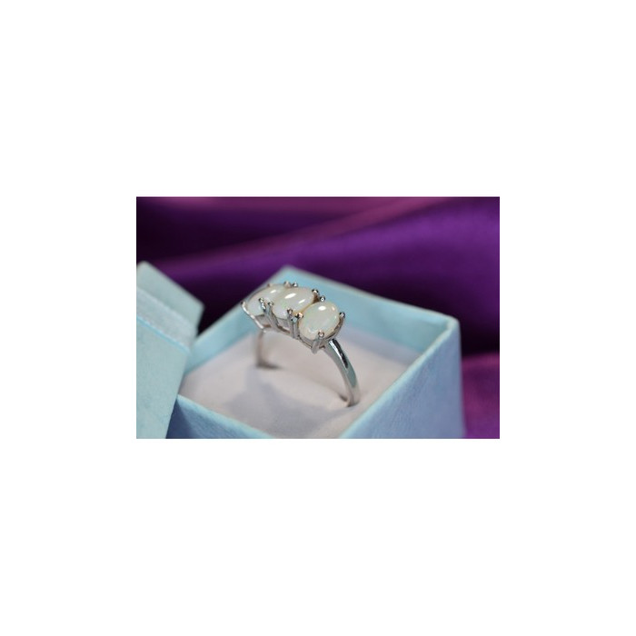 925 Sterling Silver Opal Ring Size 9