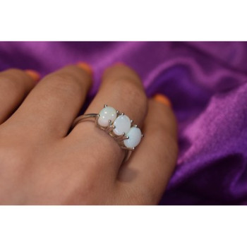 925 Sterling Silver Opal Ring Size 9