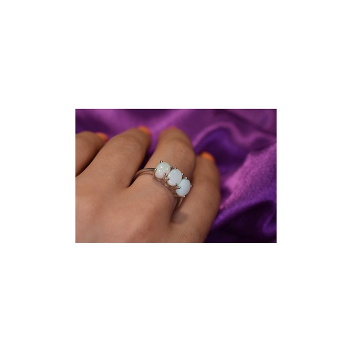 925 Sterling Silver Opal Ring Size 9