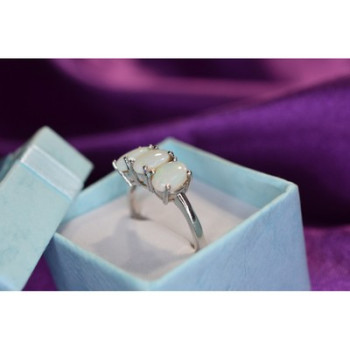 925 Sterling Silver Opal Ring Size 9