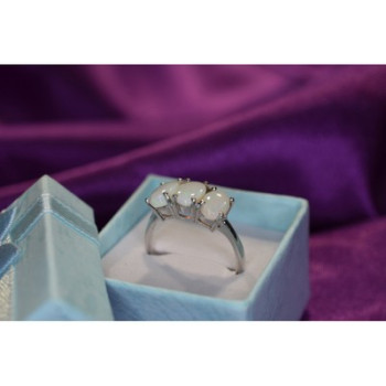 925 Sterling Silver Opal Ring Size 9