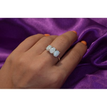 925 Sterling Silver Opal Ring Size 9