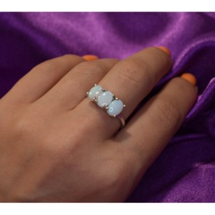 925 Sterling Silver Opal Ring Size 9